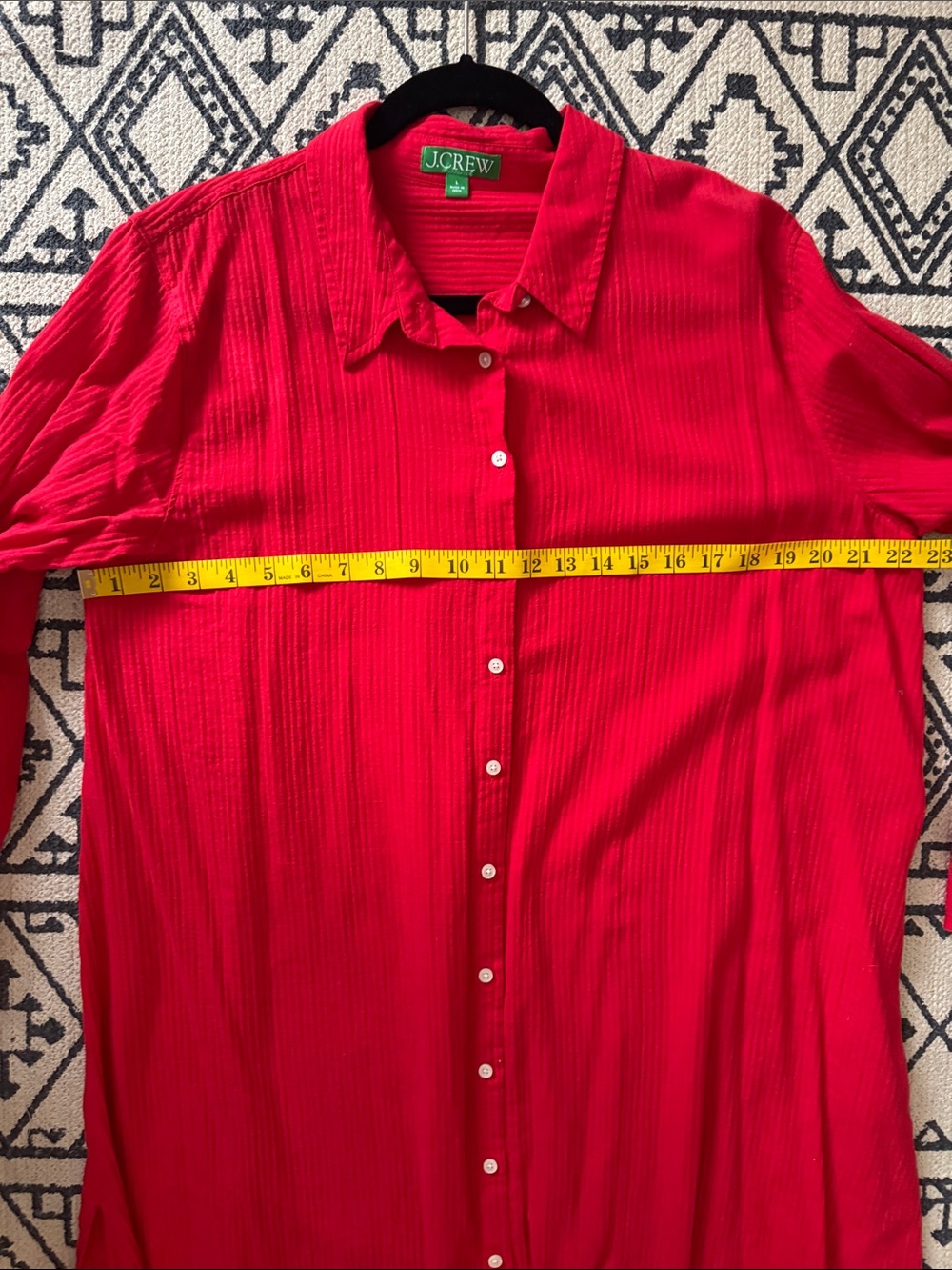 J. Crew Vibrant Red Long Sleeve Button-Front Shirt Dress - Picture 6 of 8